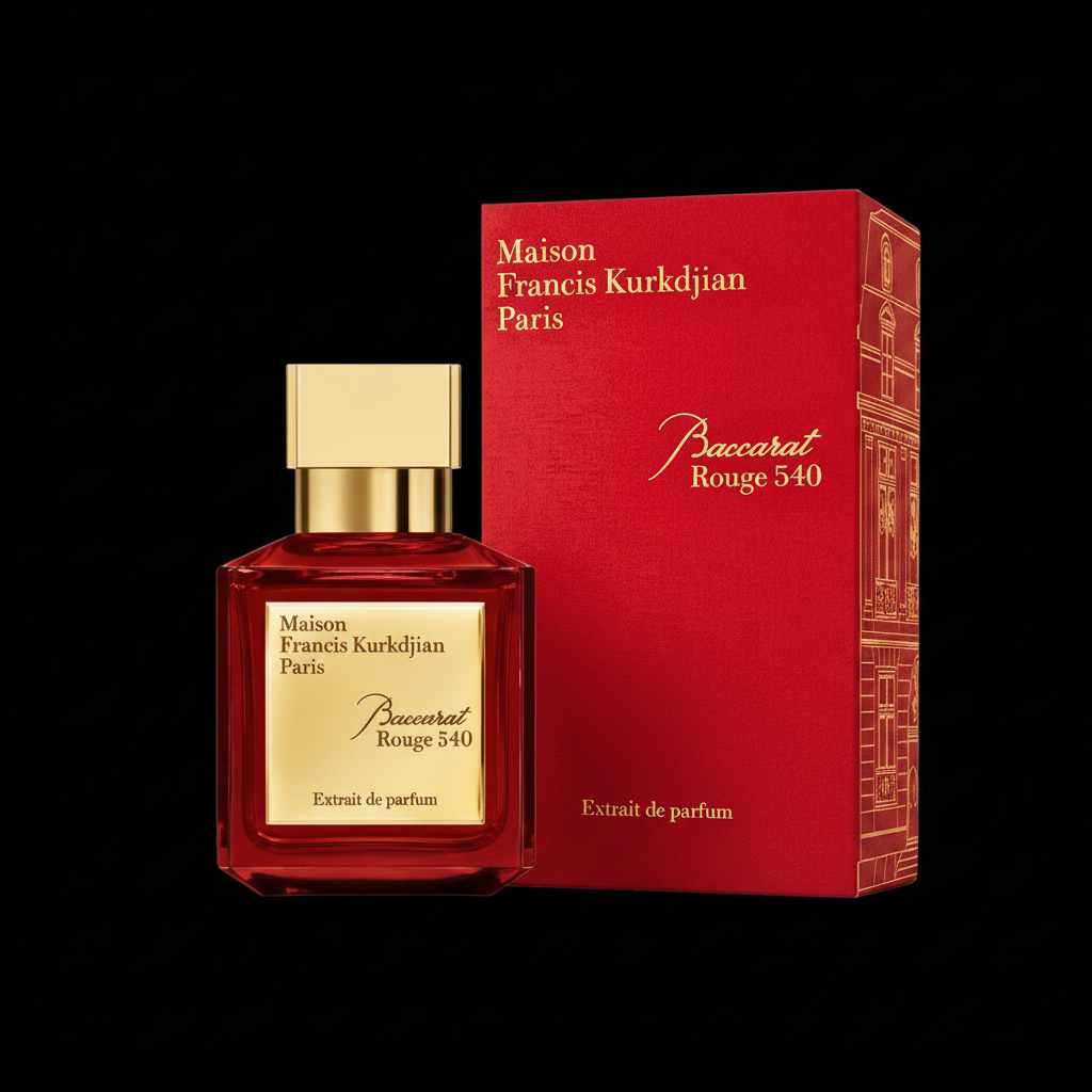 Baccarat Rouge 540 Extrait de Parfum on black background