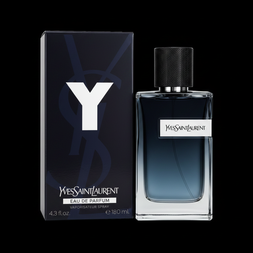 YSL Y Eau de Parfum on black background